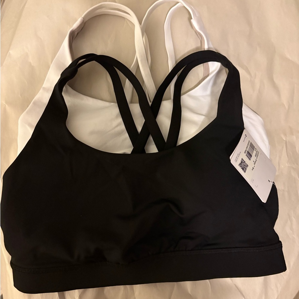 Lululemon Black and White Energy Bra Bundle (2) size 6